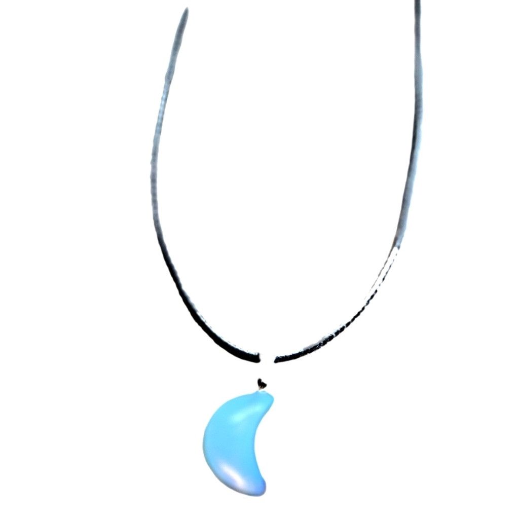 Handmade Hand Crafted Opalite Crescent Moon Pendant Corded Necklace Size ONE SIZE - 3 Thumbnail
