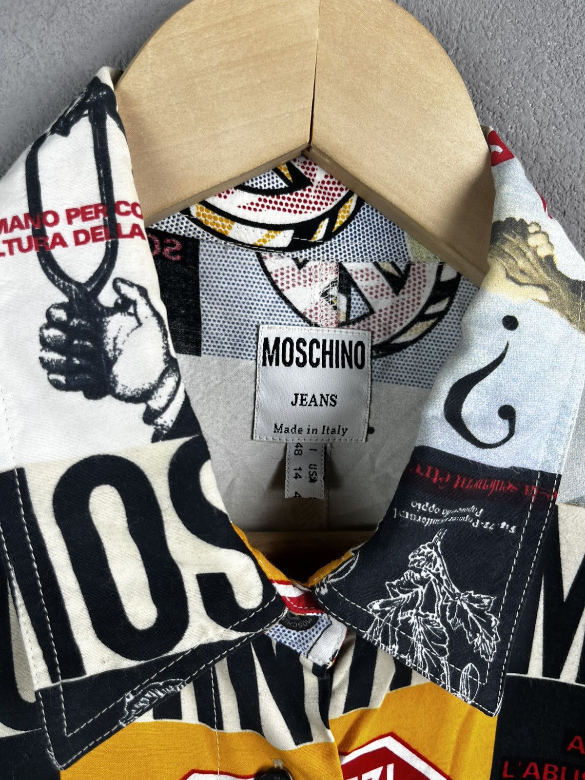 Moschino 1990s Moschino multicoloured viscose "No to racism" shirt Size M / US 6-8 / IT 42-44 - 2 Thumbnail