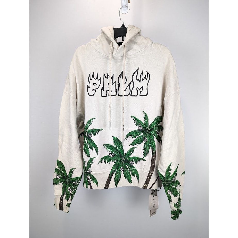 Palm Angels o1rshd1 Palm & Skull Vint Hoody in White Green Size US M / EU 48-50 / 2 - 2 Thumbnail