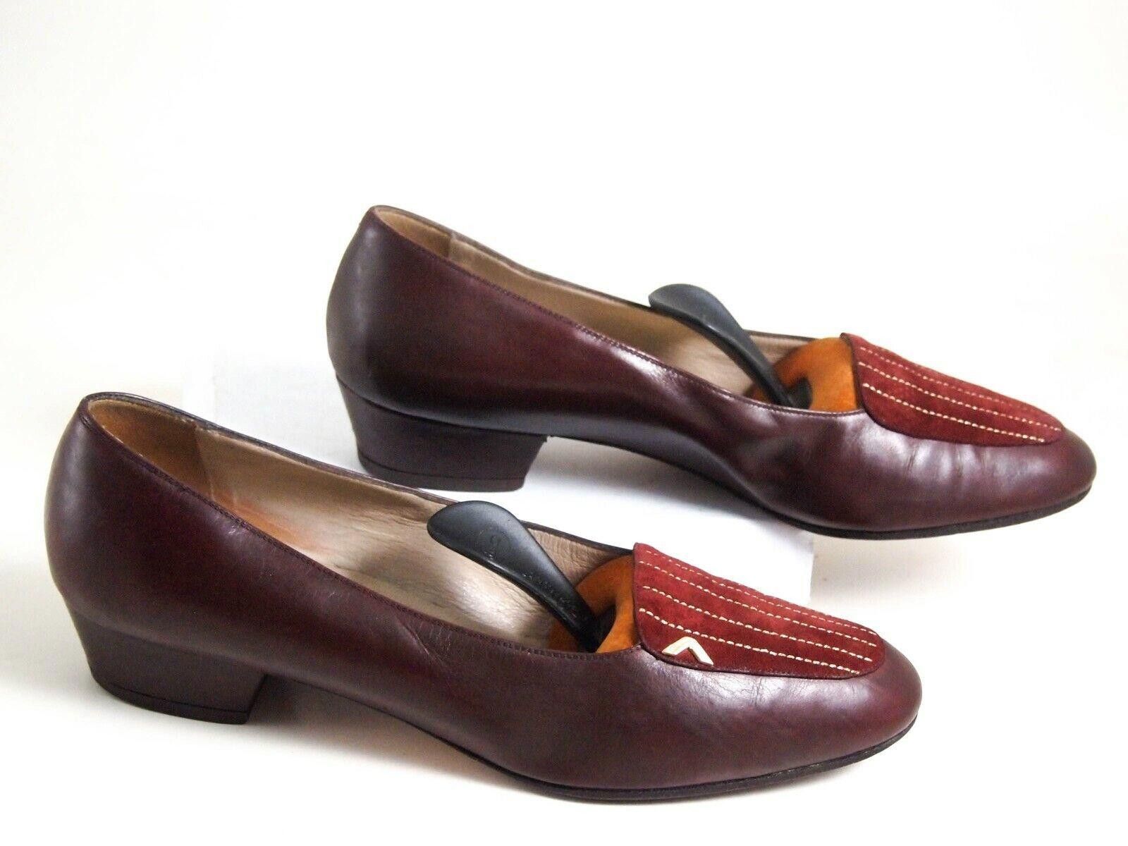 Salvatore Ferragamo Ferragamo Pumps Burgundy Leather Suede US 8.5 B EU 39 Size US 8.5 / IT 38.5 - 2 Thumbnail