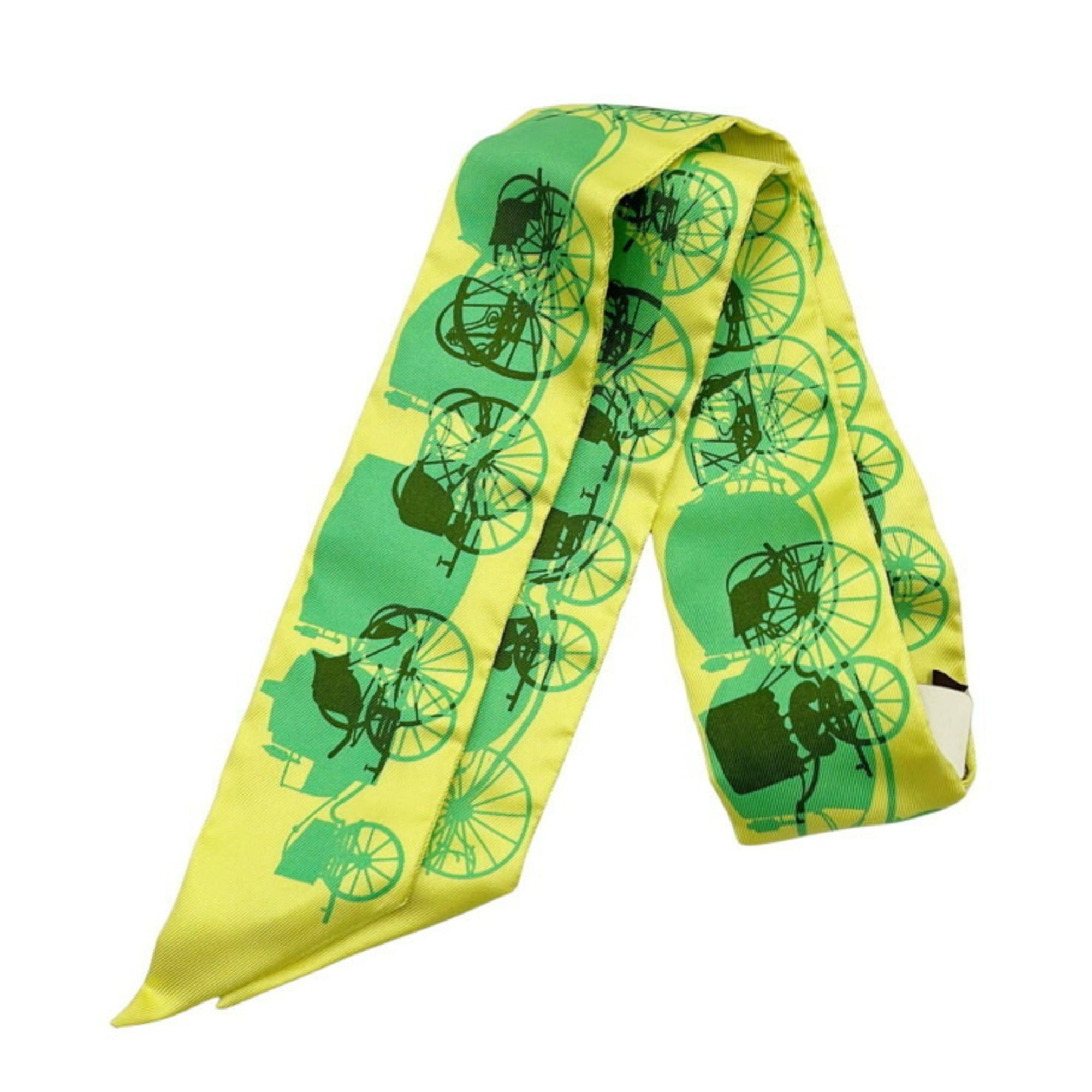 Hermes HERMES Twilly Scarf/Muffler 062455S Citrine, Mint, and Khaki Silk Women's Ribbon Size ONE SIZE - 1 Thumbnail