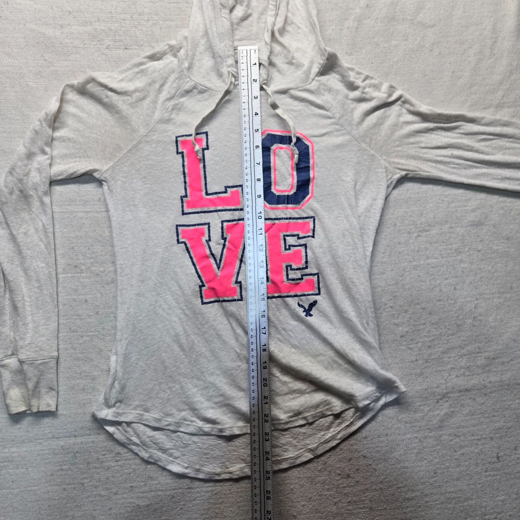 American Eagle Outfitters American Eagle Love White Hooded Tee T-Shirt Long Sleeve Adult Women's M Medium Size M / US 6-8 / IT 42-44 - 6 Thumbnail