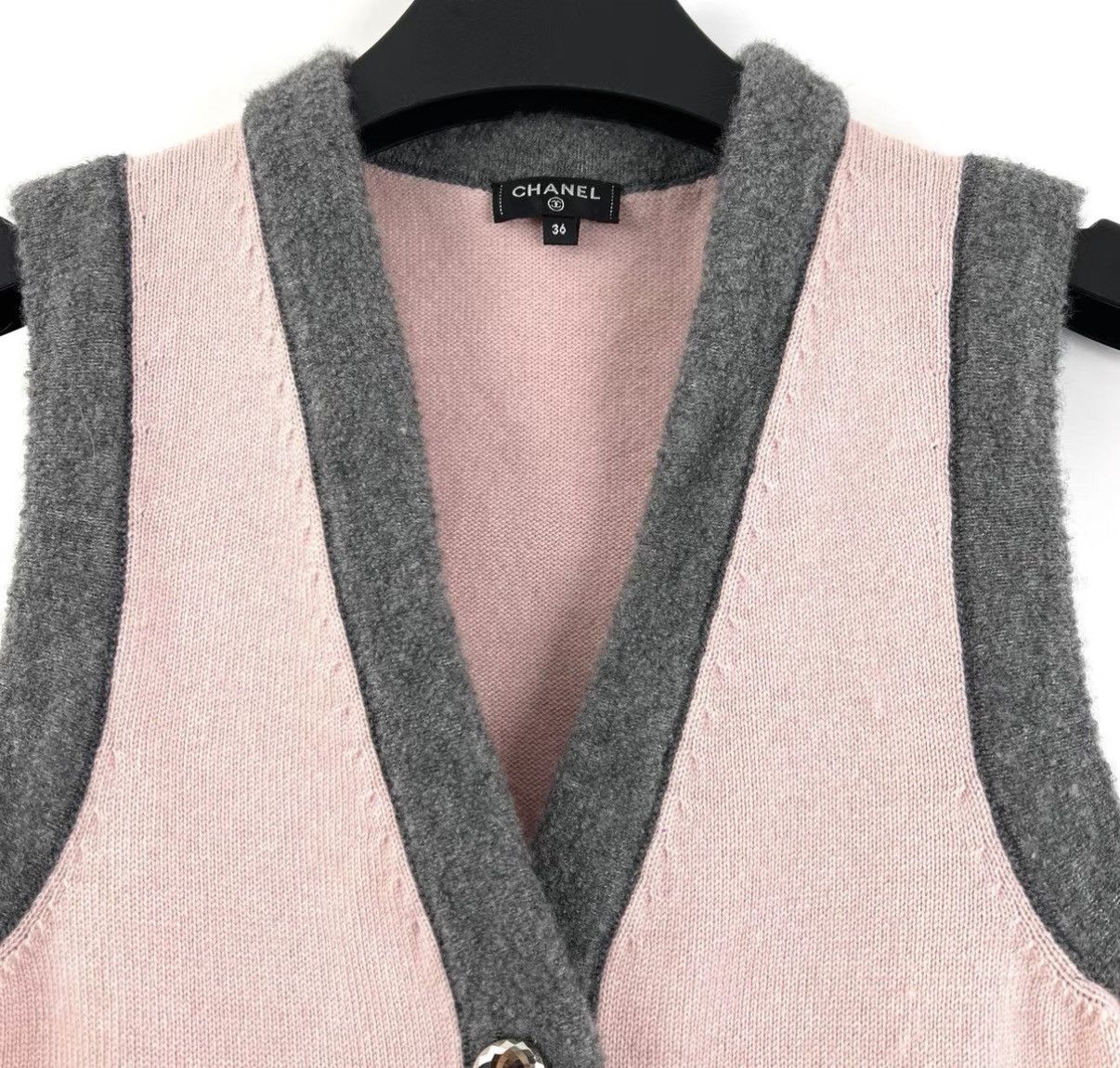 Chanel Chanel Grey-Pink Color Block Knit Vest K12 Size XS / US 0-2 / IT 36-38 - 5 Thumbnail