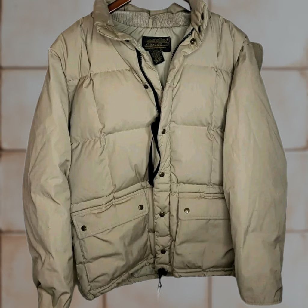 Eddie Bauer VINTAGE Eddie Bauer Jacket Mens M Brown Goose Down Hooded Puffer Tan Men USA Coat Size US M / EU 48-50 / 2 - 1 Thumbnail