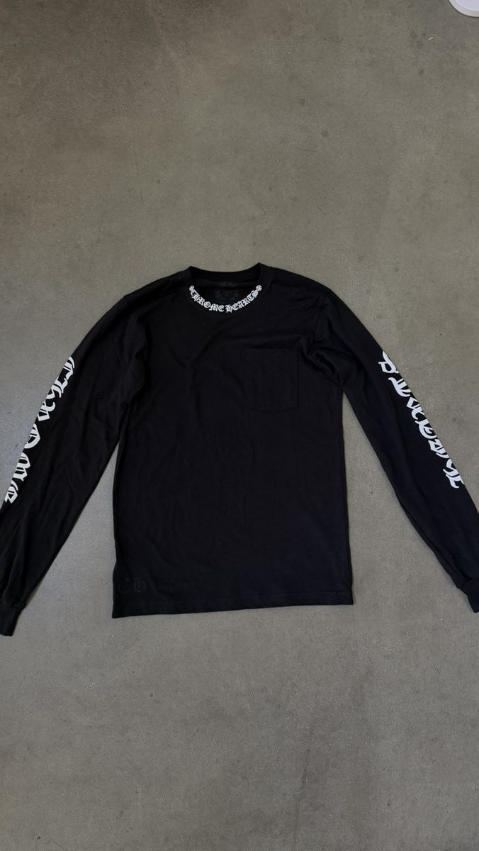 Chrome Hearts RARE! Chrome Hearts Script Neck Logo Long Sleeve T-Shirt Size US M / EU 48-50 / 2 - 1 Thumbnail