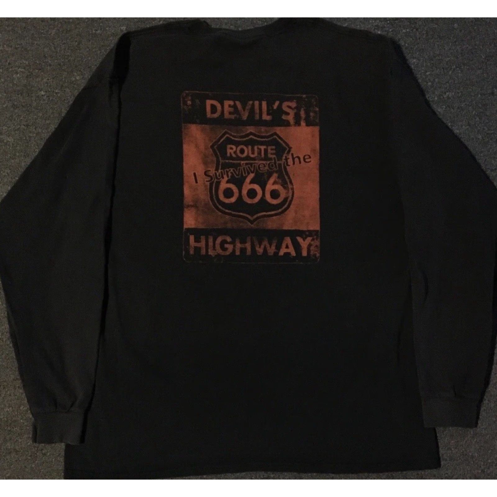 Vintage VINTAGE Rt 666 Devils Highway Alpine Arizona Faded Shirt 2XL Black Harley Davidson Graphic Tee Biker Grunge 90s 70s 80s USA Punk Rock Mens Size US XXL / EU 58 / 5 - 2 Thumbnail