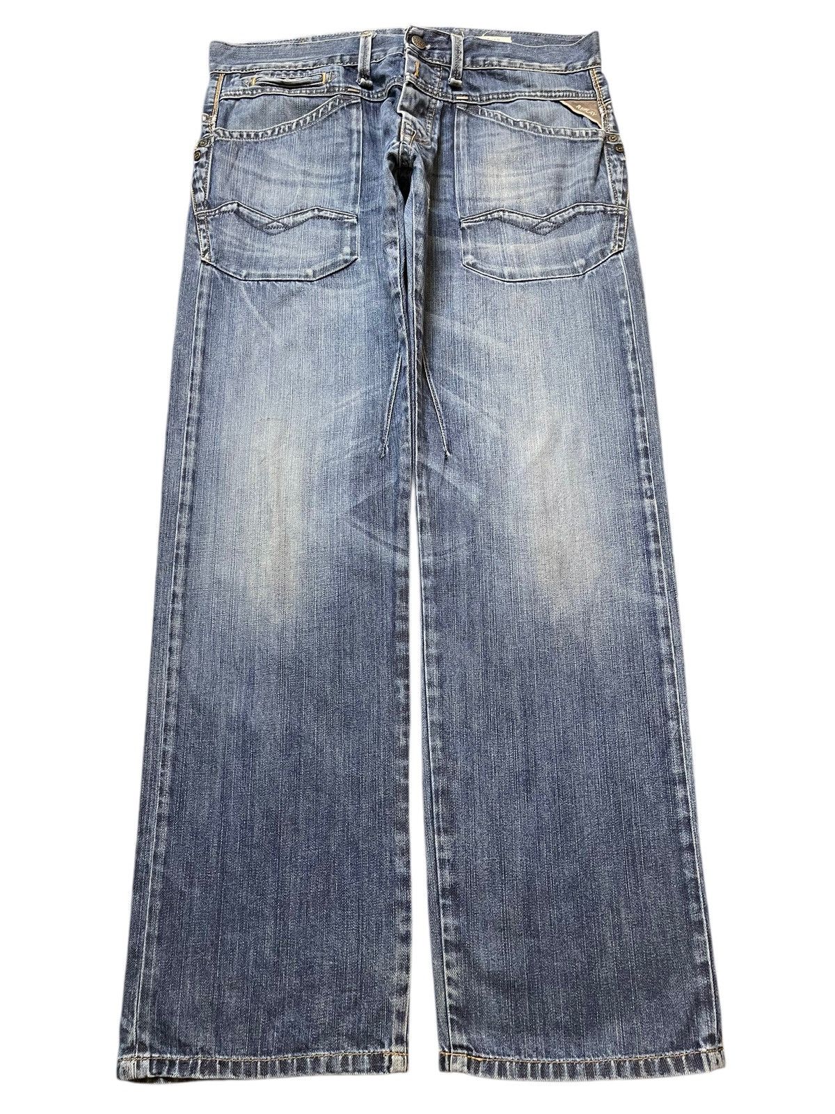 Replay Blue Faded Wash Avant Garde Style Loose Jeans