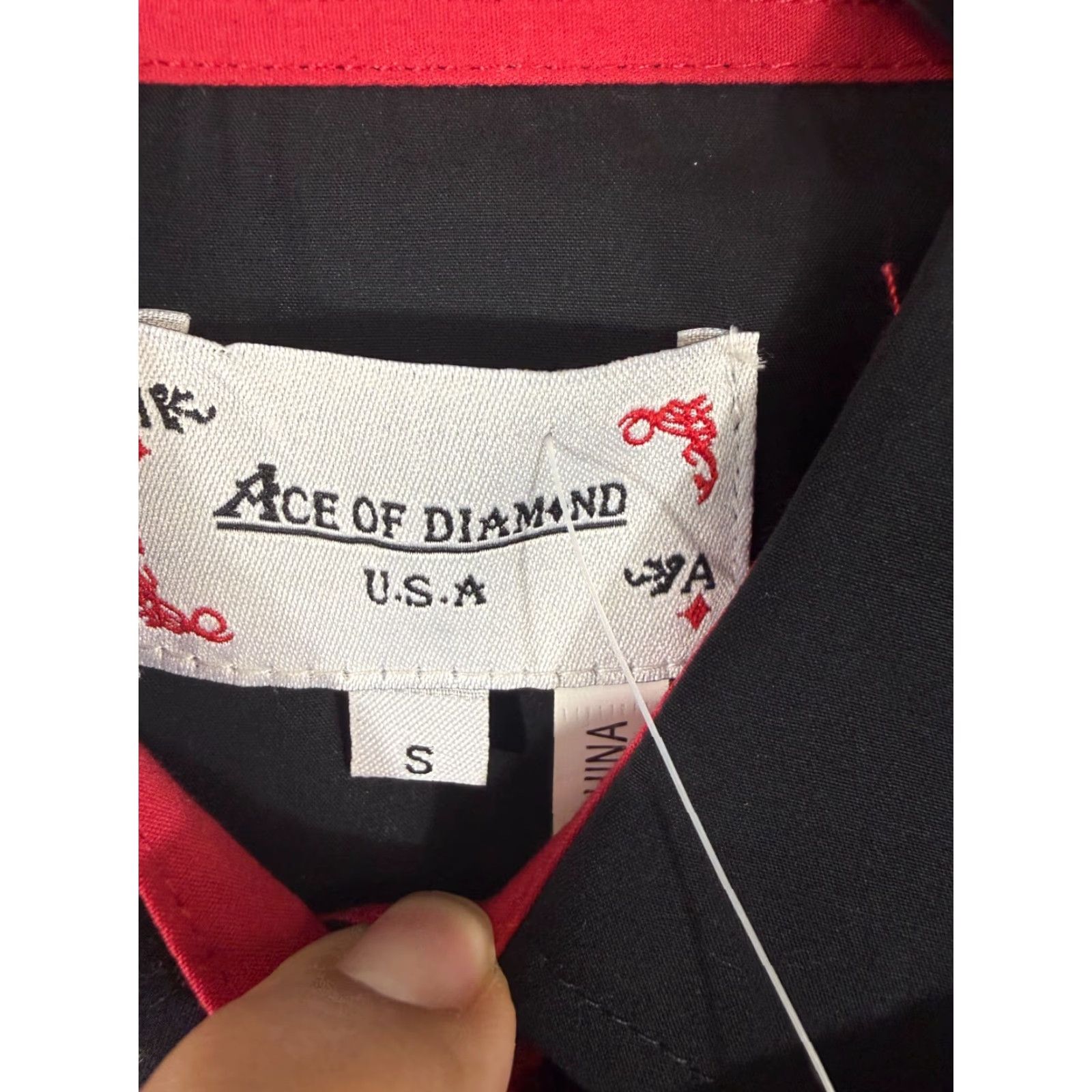Vintage Ace of Diamond Western Shirt Womens S Black Red Embroidered Pearl Snap NWT Size S / US 4 / IT 40 - 6 Thumbnail