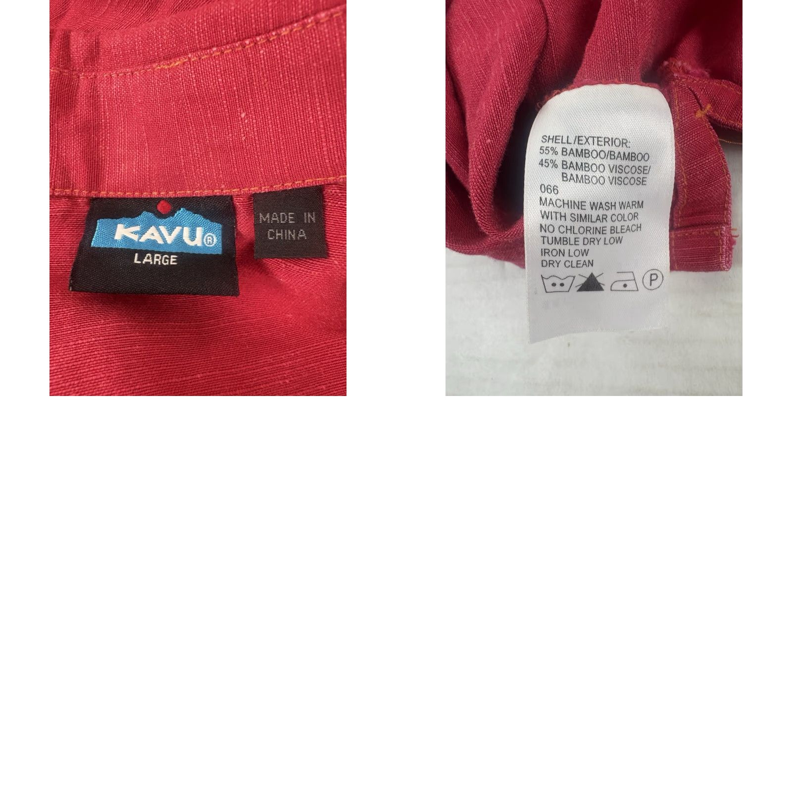 KAVU KAVU Men's Short Sleeve Button-Up Shirt L Red Bamboo Viscose Casual Travel Summer Size US L / EU 52-54 / 3 - 8 Thumbnail