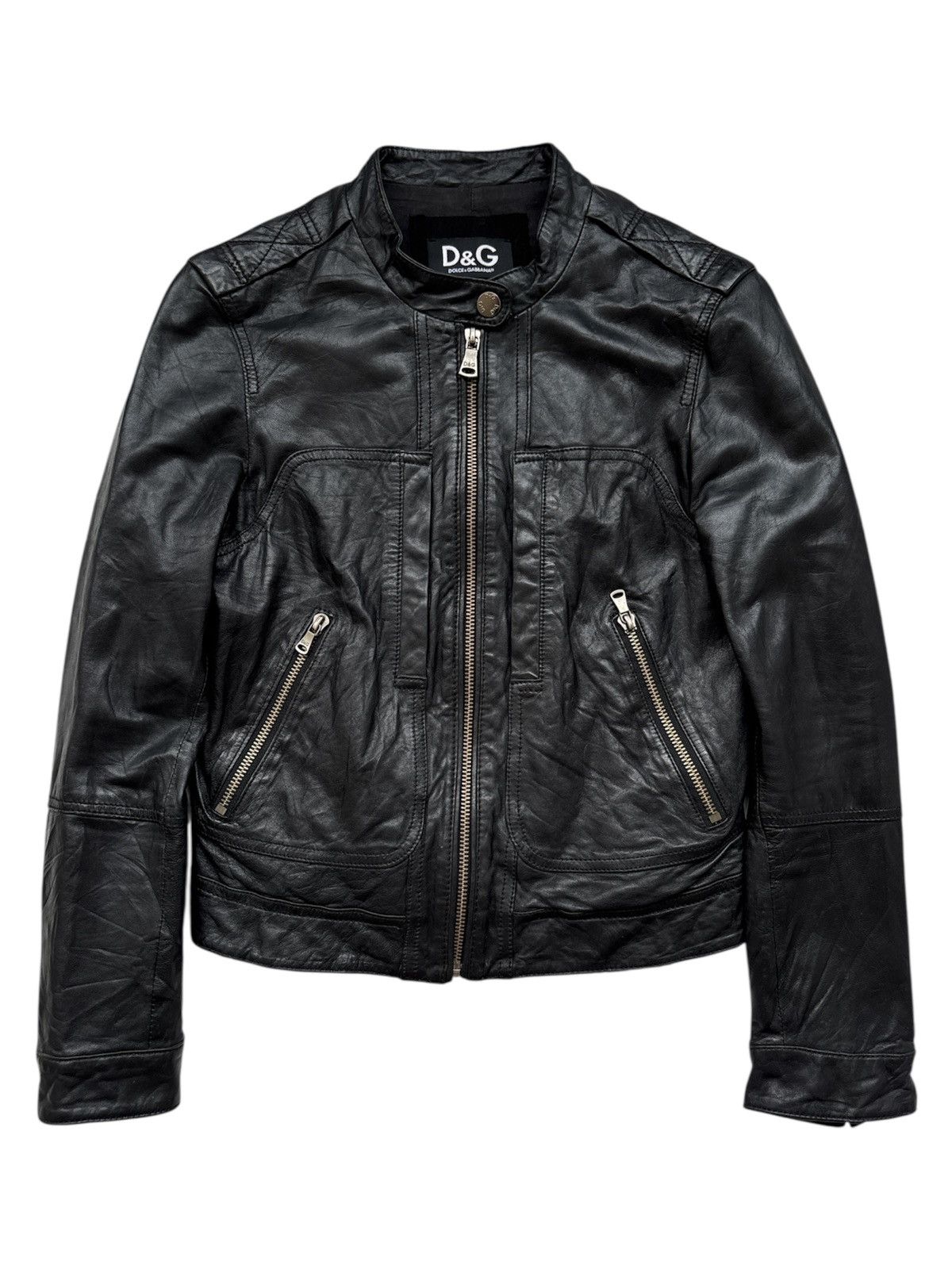Dolce & Gabbana Cropped Biker Jacket Size US XS / EU 42 / 0 - 1 Thumbnail