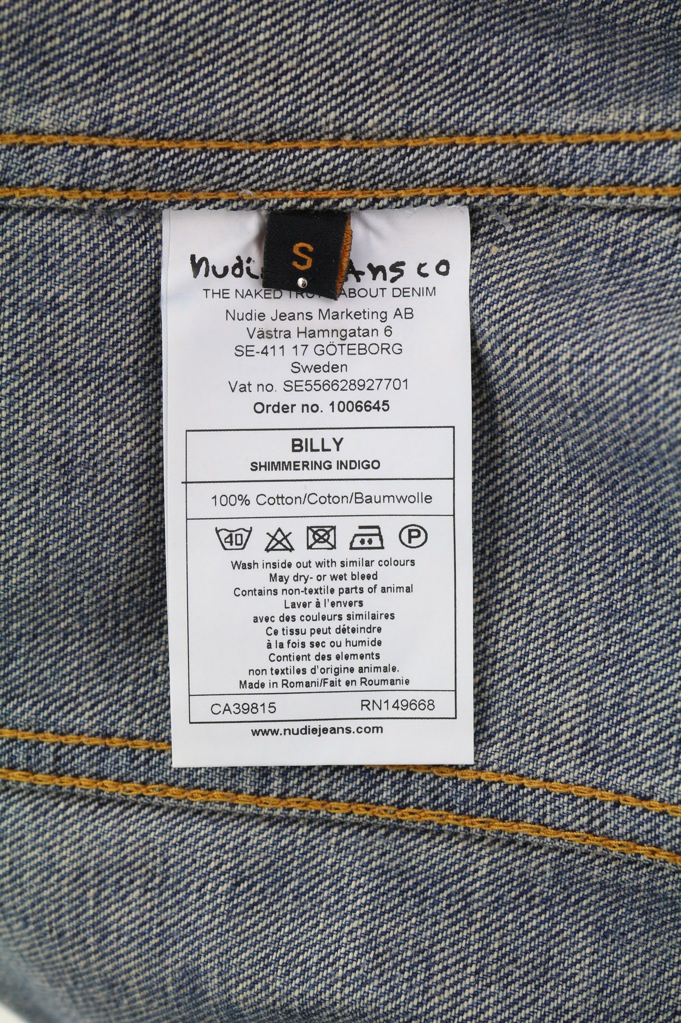 Nudie Jeans BILLY S Shimmering Indigo Denim Polo Logo Jacket 82492 Size US S / EU 44-46 / 1 - 8 Thumbnail