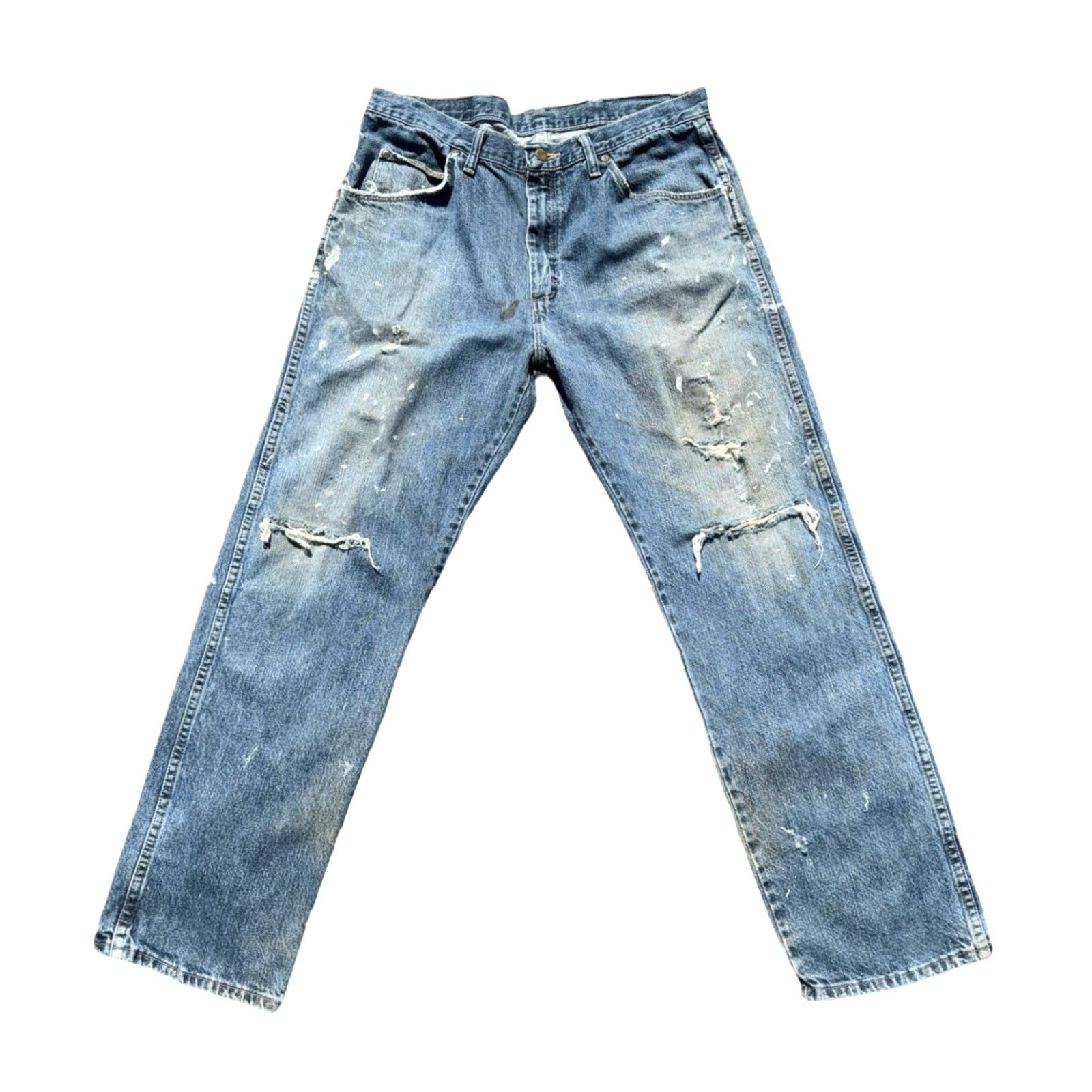 Wrangler VINTAGE Wrangler Jeans 90s Distressed Light Wash Blue 34x32 Men Straight Size 34 32 Size US 34 / EU 50 - 2 Thumbnail