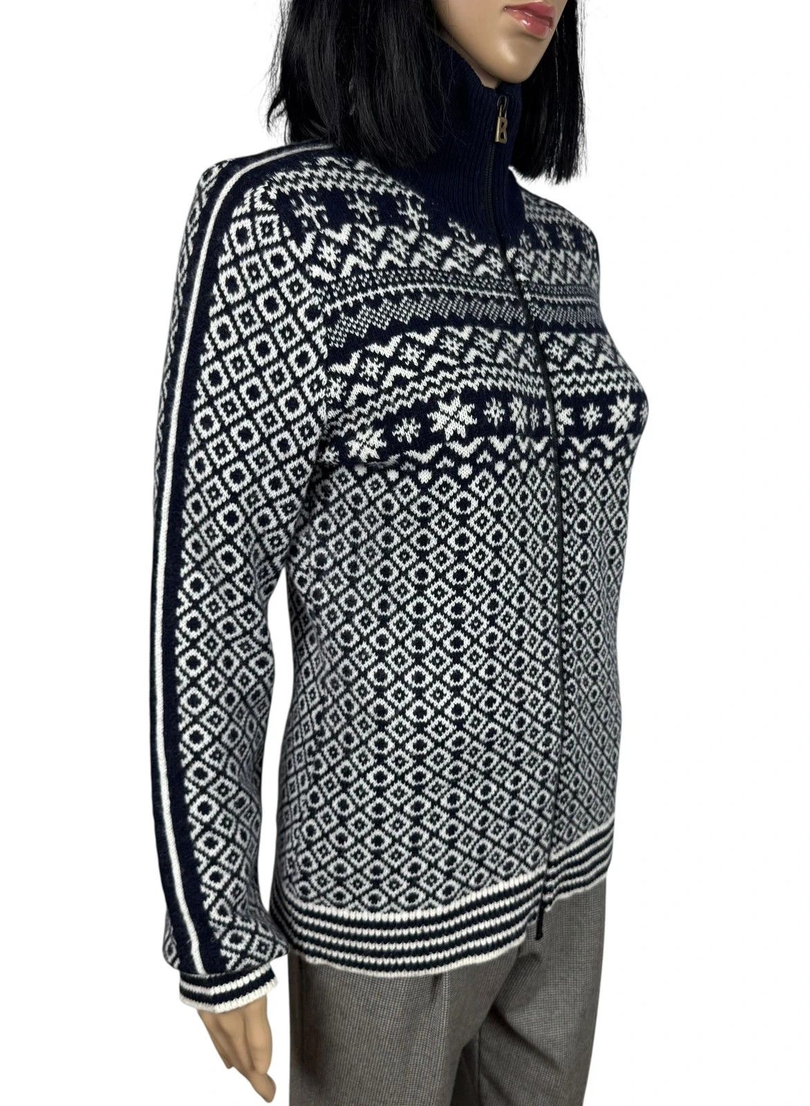 Bogner Bogner Fair Isle Zip Sweater Mock Neck Wool Polyamide size S Size S / US 4 / IT 40 - 3 Thumbnail