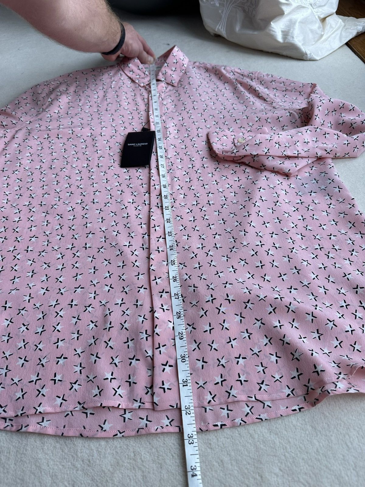 Saint Laurent Paris SS19 Saint Laurent star 💯% silk shirt 41 grail Size US L / EU 52-54 / 3 - 5 Thumbnail