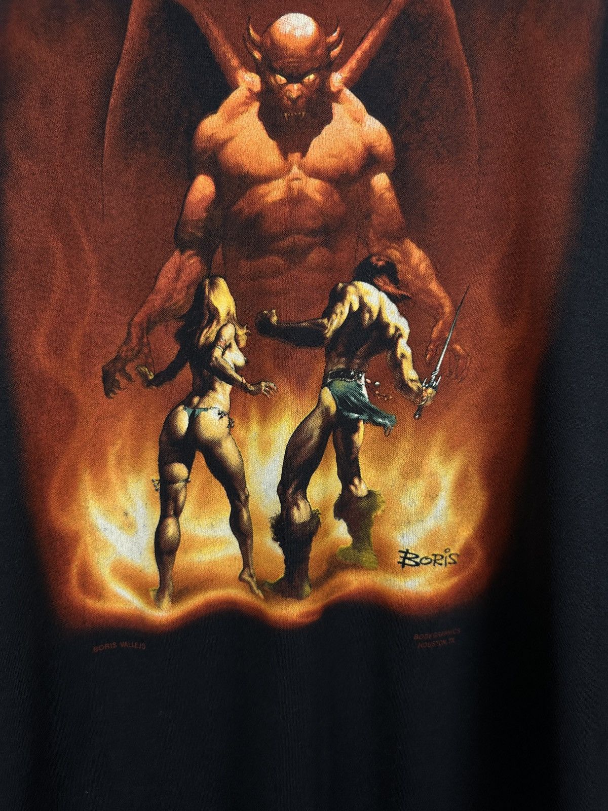 Vintage 80s Vintage Boris Vallejo Demon Devil Art Fantasy T Shirt Size US M / EU 48-50 / 2 - 6 Thumbnail