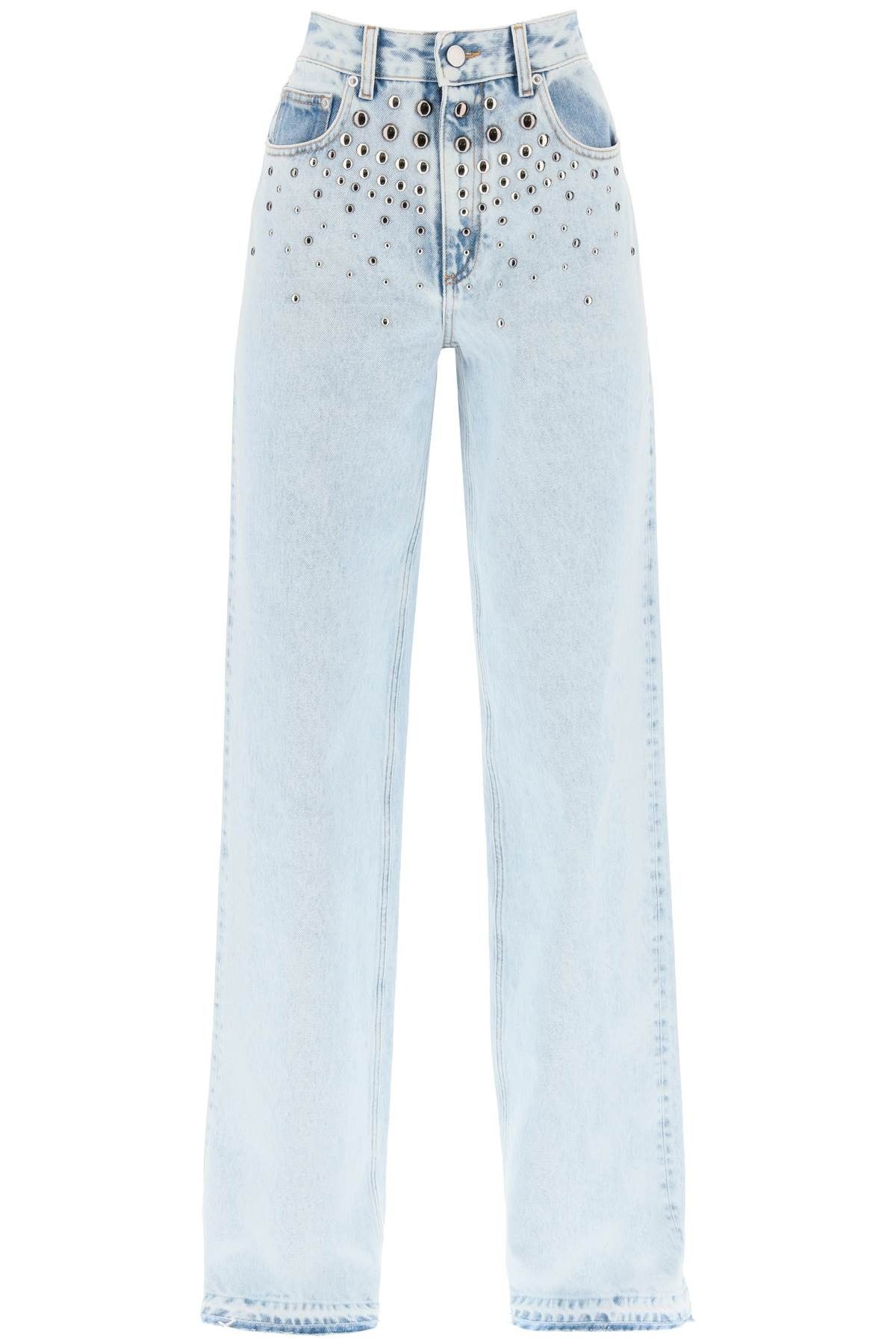 image of Alessandra Rich Jeans With Studs in Light Blue, Women's (Size 25)