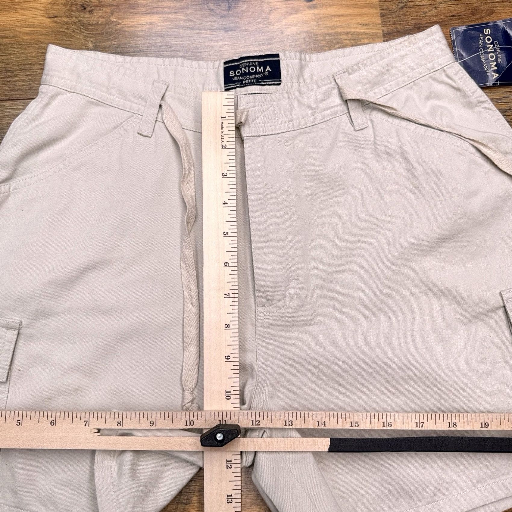 Vintage Sonoma Cargo Short Womens 8P Petite Khaki Brown High Rise Drawstring New Size 30" / US 8 / IT 44 - 7 Thumbnail
