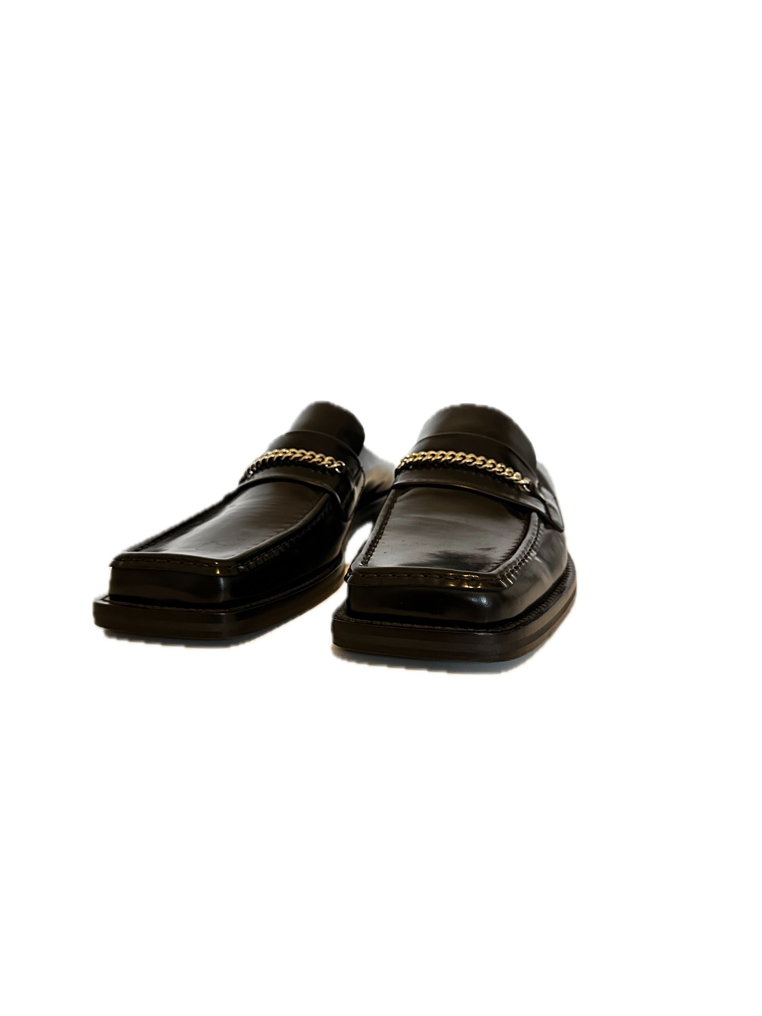 Square Toe Chain Leather Loafer