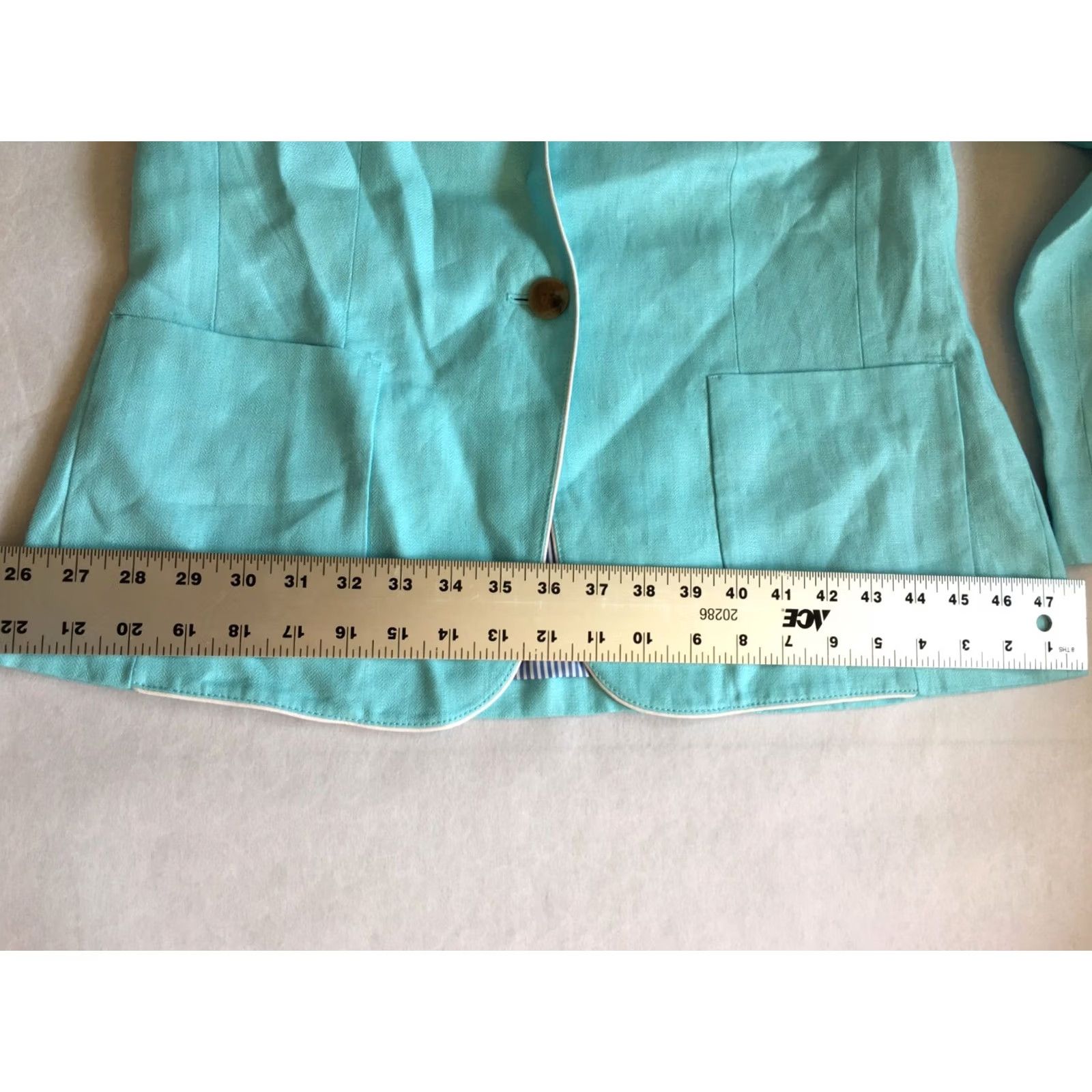 Talbots Talbots Womens Blazer Shirt Linen One-Button Long Sleeve Blue 8 Lined Pocket Notch Lapel Vintage? No Size M / US 6-8 / IT 42-44 - 6 Thumbnail