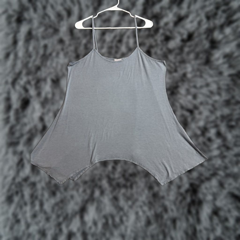 Logo 7 Logo Layers Tunic Tank Women XS Beach Striped Boho Coastal Lagenlook Asymmetrical Shirttail Sleeveless Halter Scoop Neck Casual 96% Rayon 4% Spandex Size XS / US 0-2 / IT 36-38 - 1 Thumbnail