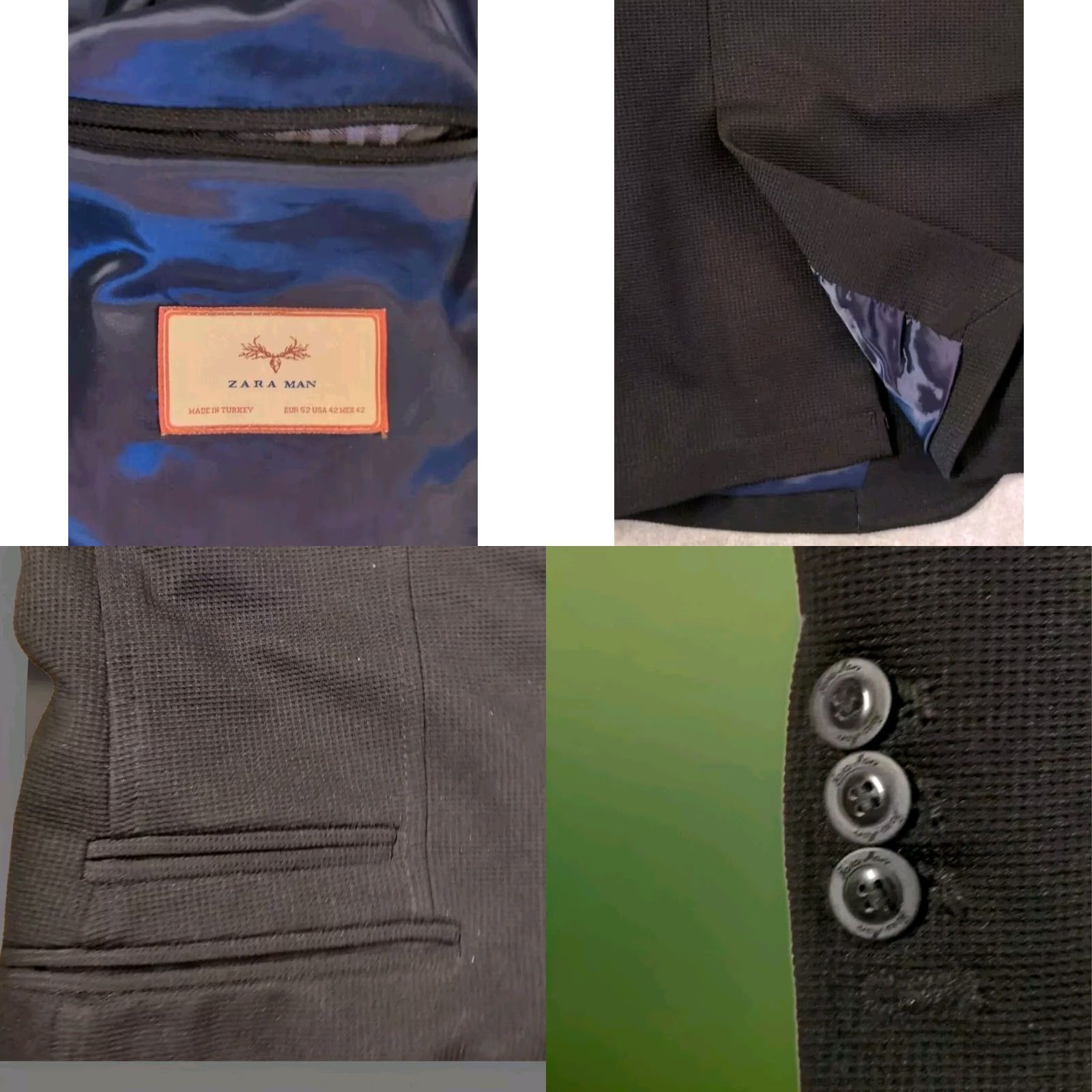 Zara Zara Blazer Mens 42 Jacket Black Tuxedo Dress Casual Pocket Square Size 42R - 8 Thumbnail