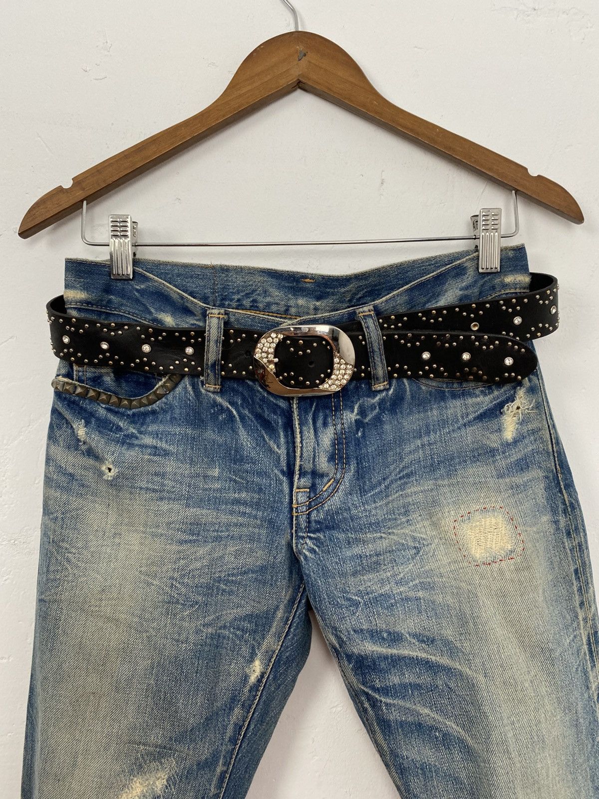 If Six Was Nine Black crystal studded 100% leather belt Size ONE SIZE - 3 Thumbnail