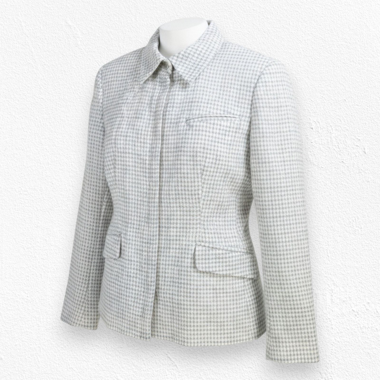 Vintage Deadstock Gray Houndstooth Wool Jacket Size 10