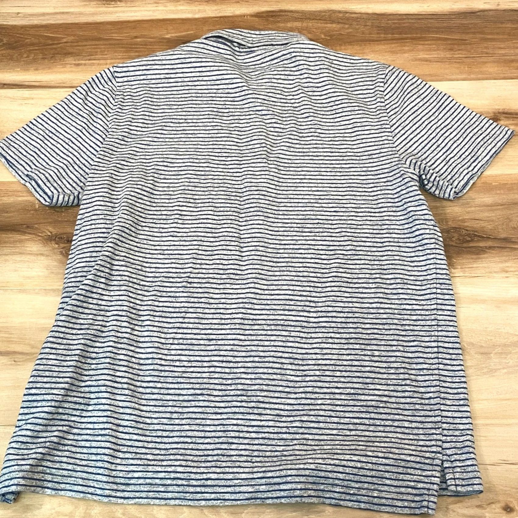 J.Crew J.Crew Polo Shirt Striped Slub Cotton Short Sleeve Gray Blue L Mens Size US L / EU 52-54 / 3 - 8 Thumbnail