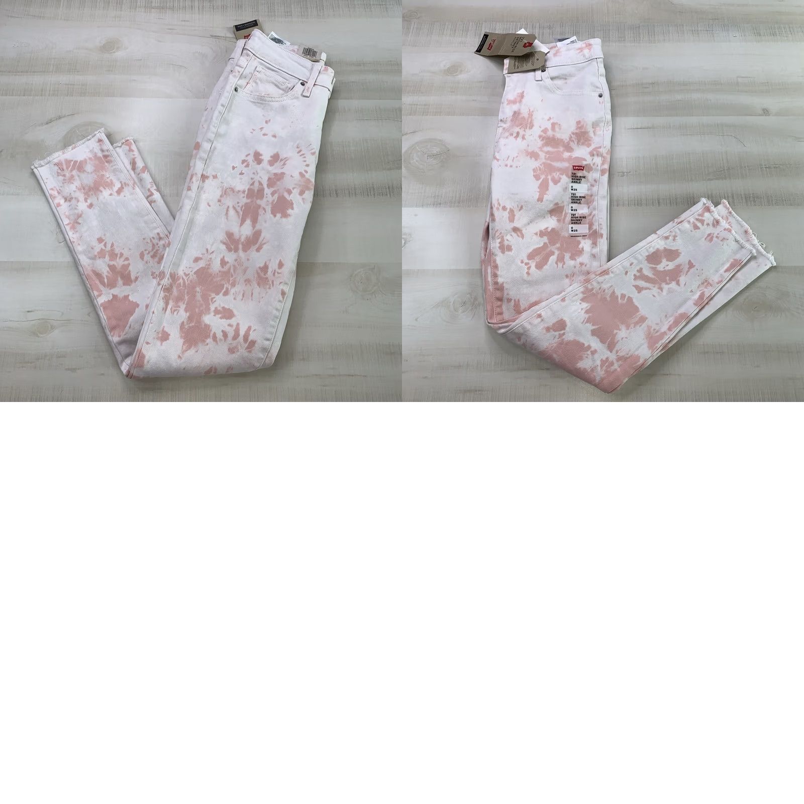 Levi's Levi’s 721 High Rise Skinny Ankle Raw Hem Pink Acid Wash Denim Jeans Women’s 0 Size 25" / US 0 / IT 36 - 8 Thumbnail