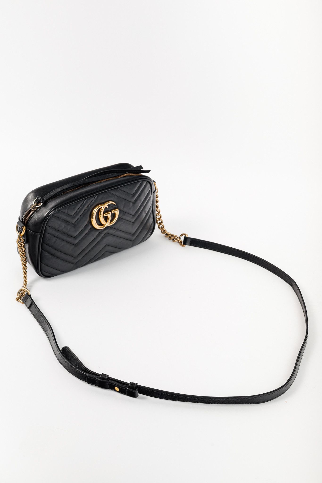 Gucci Gucci GG Marmont Black Matelassé Leather Small Camera Bag Size ONE SIZE - 6 Thumbnail