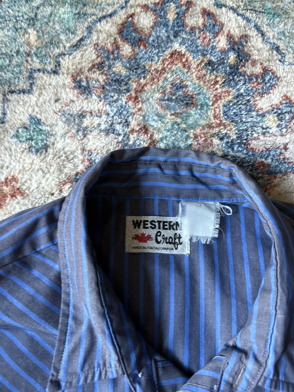 Vintage Vintage Western Craft Blue Pinstriped Pearl Snap Shirt Size US XXL / EU 58 / 5 - 3 Thumbnail