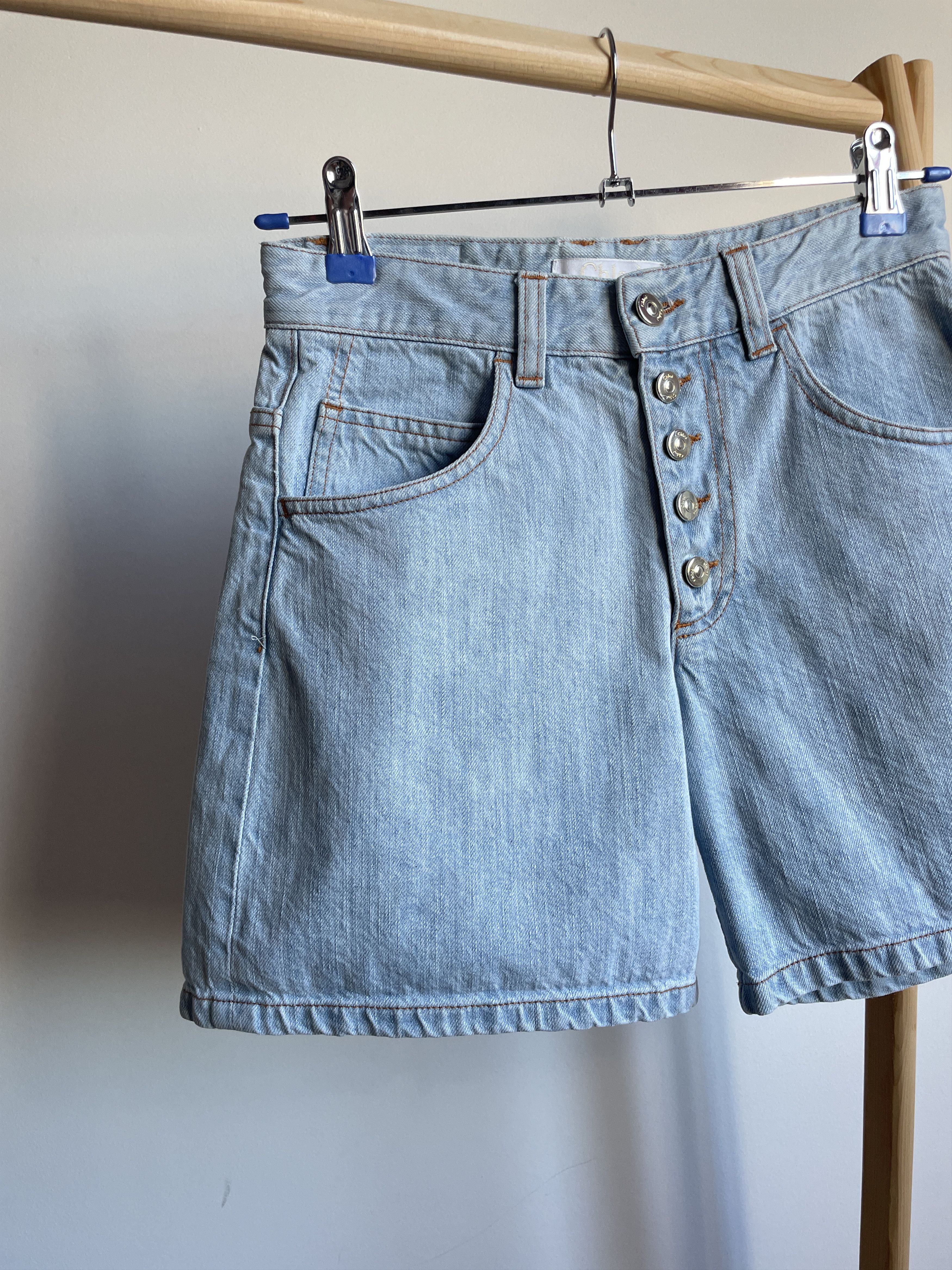Chloe Chloe Bleu Delave Womens Denim Bermuda Shorts Size EUR 34 Size 24" / US 00 / IT 34 - 3 Thumbnail