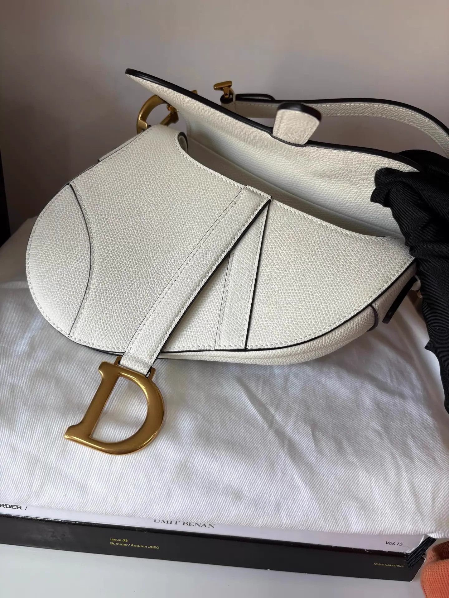 Dior Dior Saddle Bag Small White Litchi Calfskin Gold Size ONE SIZE - 5 Thumbnail