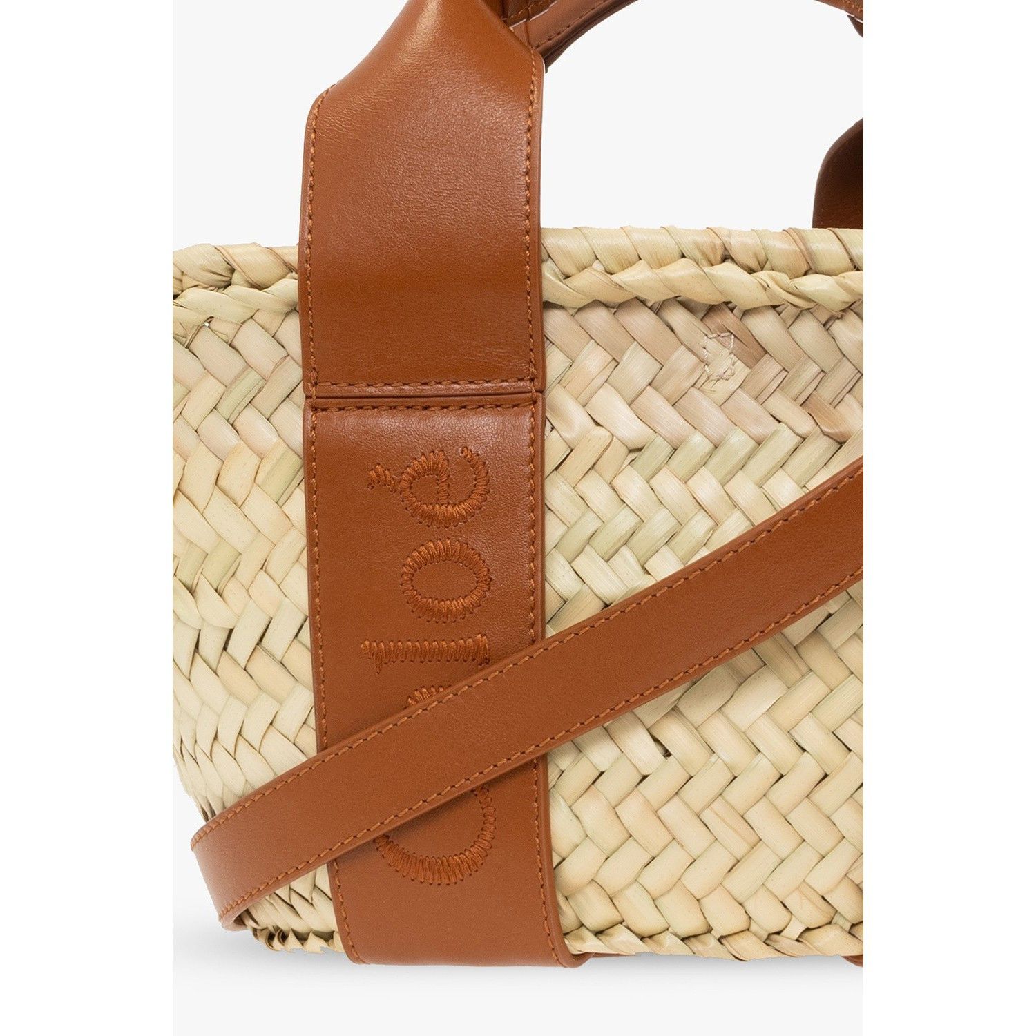 Chloe Chloe Small Sense Caramel Raffia Effect Palm Basket Handbag Size ONE SIZE - 5 Thumbnail