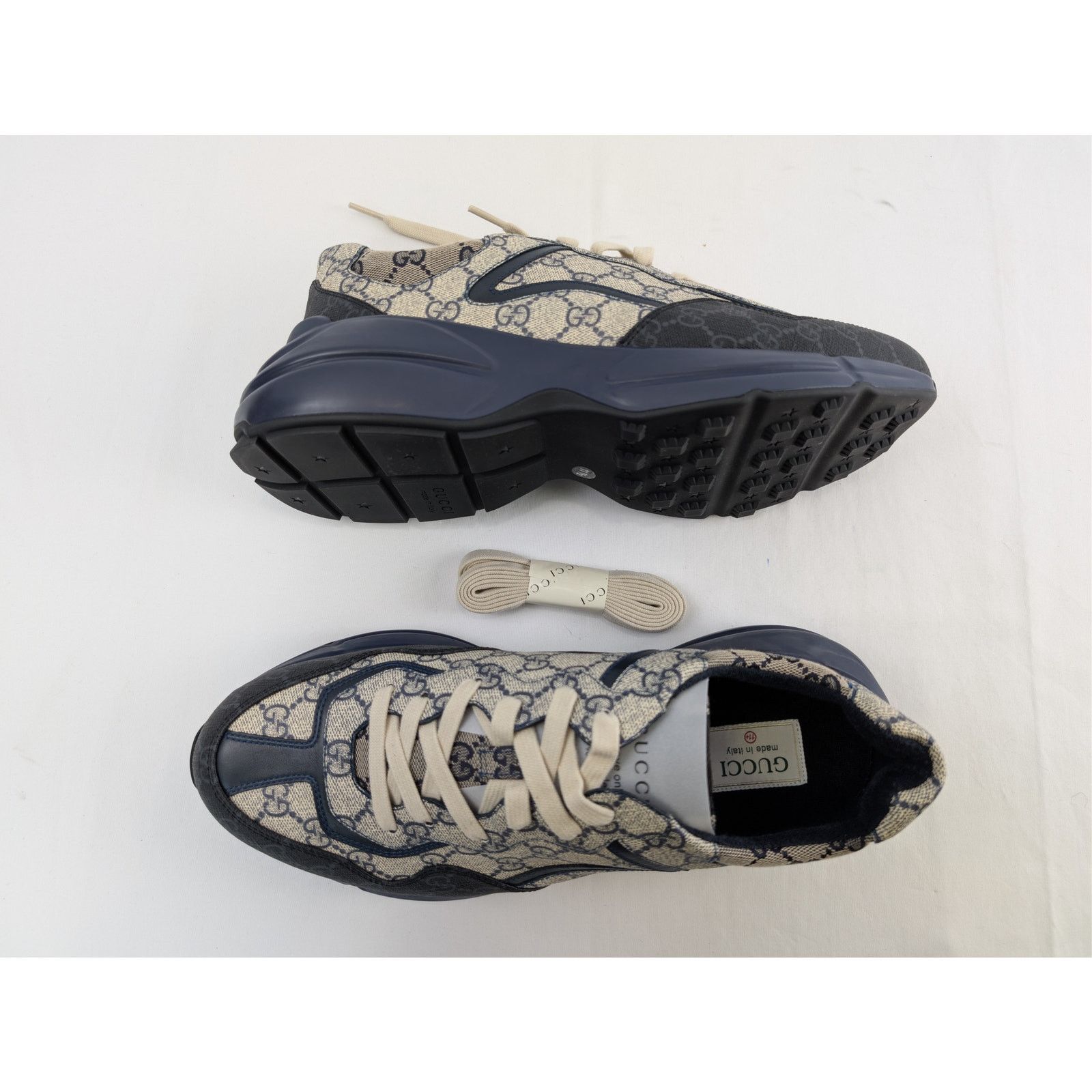 Gucci o1rshd1 Q:2 / Monogram GG Rhyton Canvas Sneakers in in Black Size US 13 / EU 46 - 1 Thumbnail