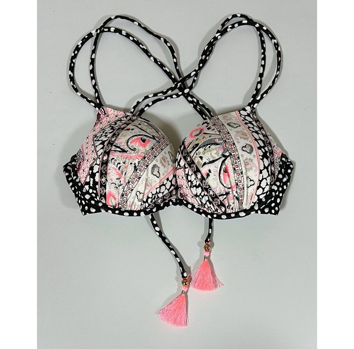 Victoria's Secret ‘The Gorgeous’ Paisley Polka Dot Push-Up Bikini Top 34C 🌸✨ Size M / US 6-8 / IT 42-44 - 1 Thumbnail