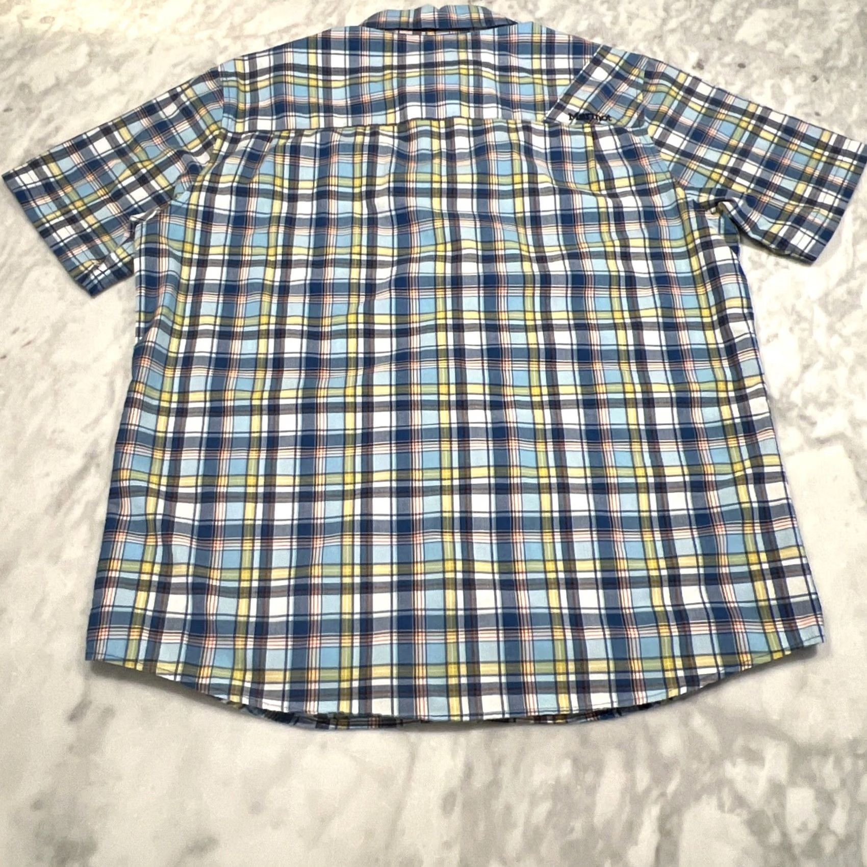 Marmot Marmot Shirt Men Large Short Sleeve Button-Up Collared Plaid Blues Yellow Pocket Casual Workwear Travel Outdoor Pattern Multicolor Cotton Polyester Size US L / EU 52-54 / 3 - 6 Thumbnail
