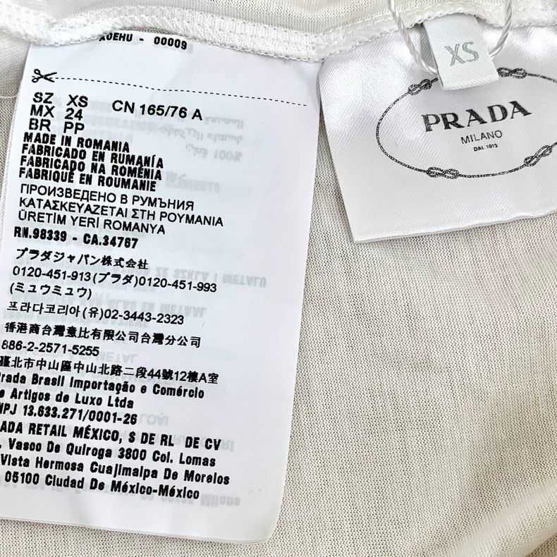 Prada Prada White triangle diamond-encrusted cotton round-neck sh Size US XS / EU 42 / 0 - 7 Thumbnail
