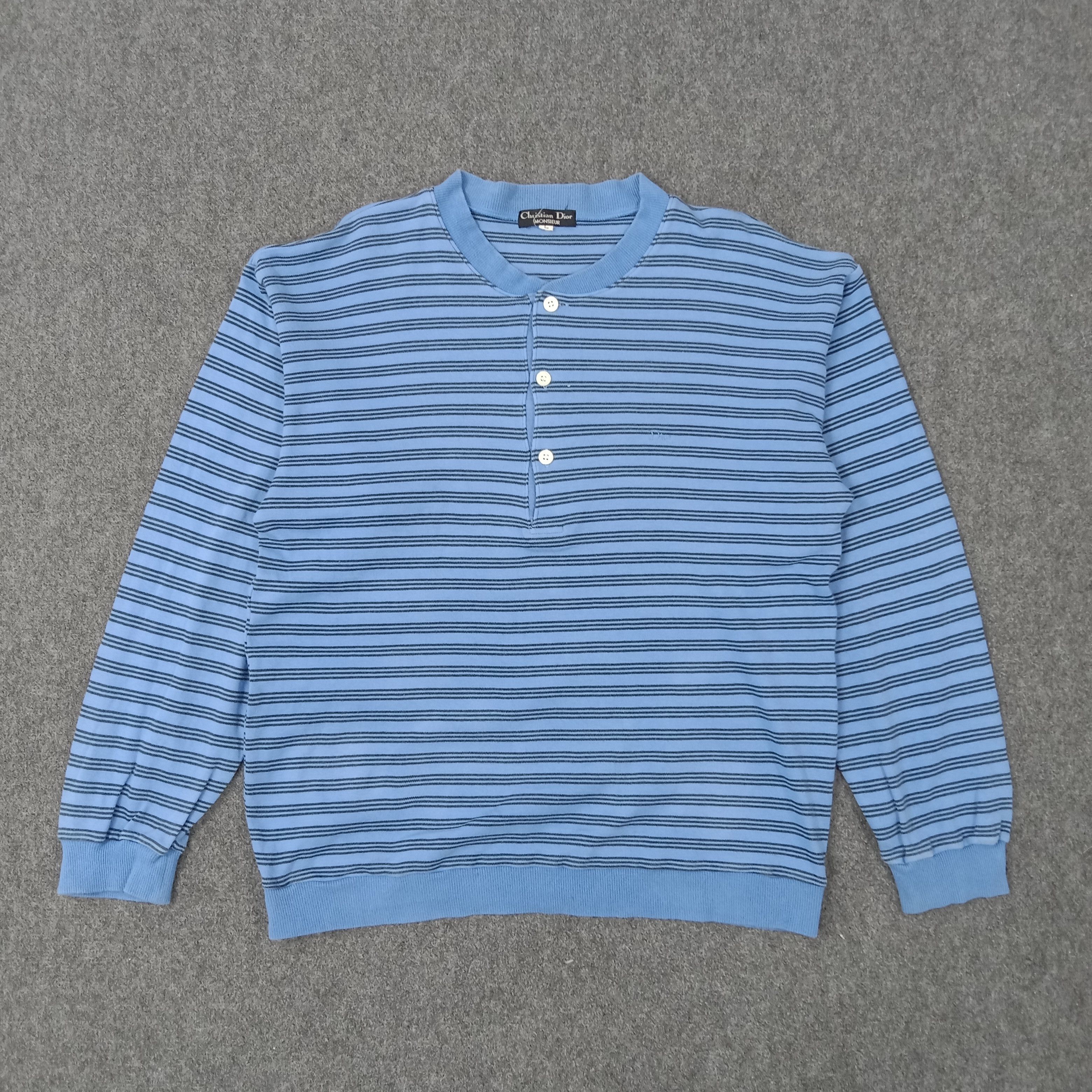 Christian Dior Monsieur × Vintage Christian Dior Stripes Button Designer Stripes Sweatshirt Size US M / EU 48-50 / 2 - 1 Thumbnail