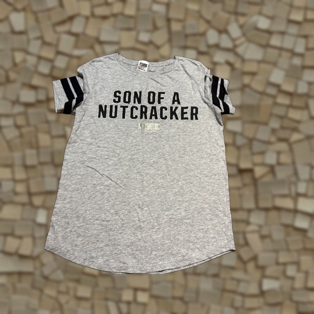 Victoria's Secret Victoria's Secret Pink Shirt Womens Medium Grey Black Gold "SON OF A NUTCRACKER" T-Shirt Size M / US 6-8 / IT 42-44 - 1 Thumbnail