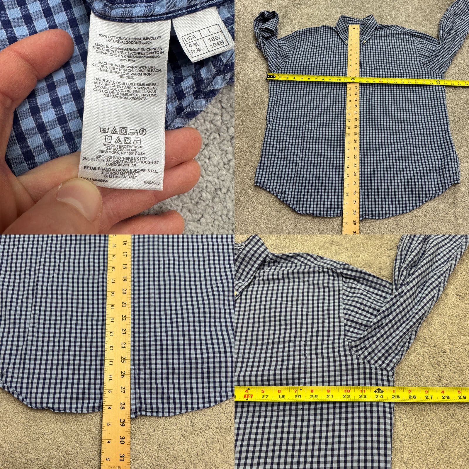 Brooks Brothers Brooks Brothers Button-Up Shirt Mens Large Blue Check Cotton Casual Shirt Size US L / EU 52-54 / 3 - 8 Thumbnail