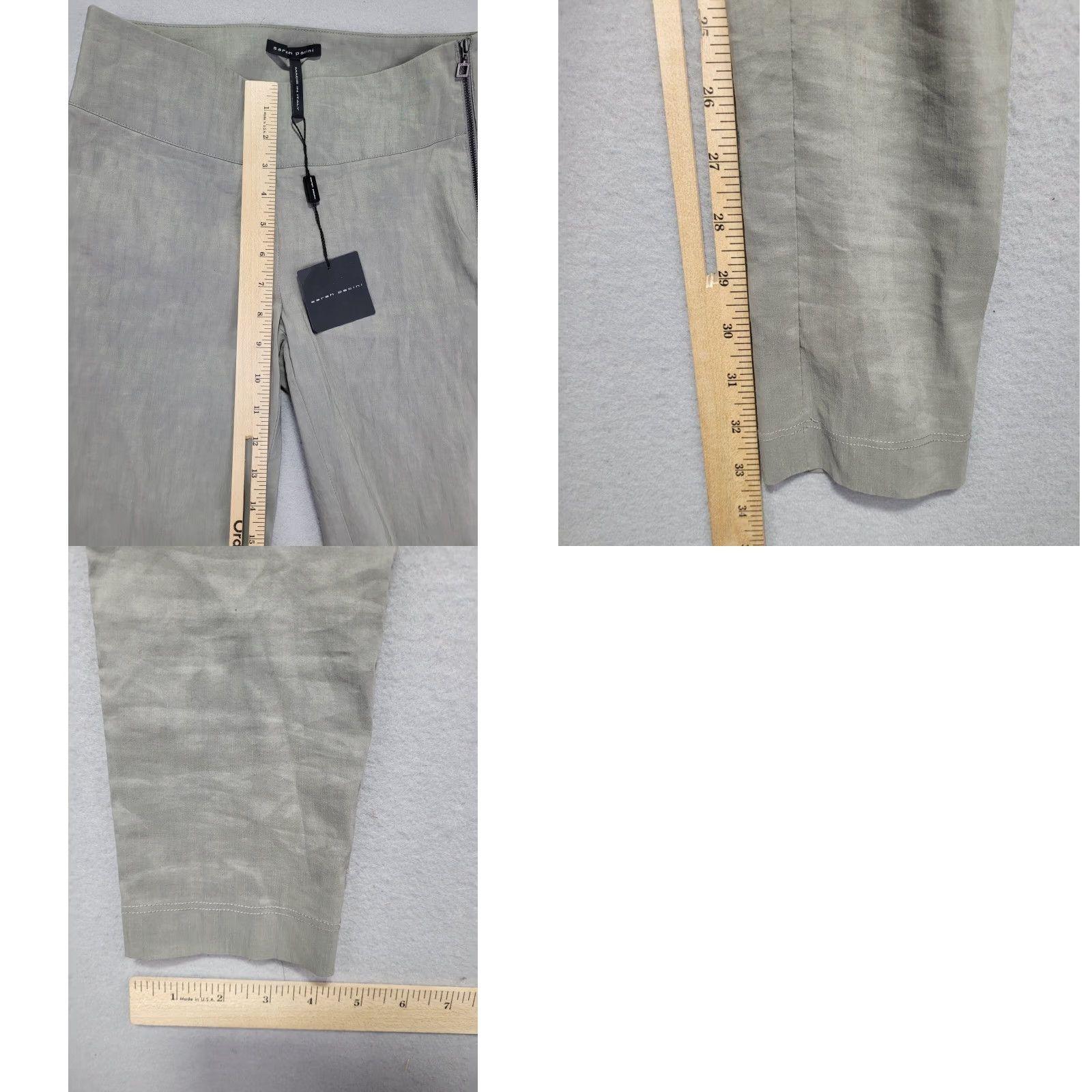 Sarah Pacini Sarah Pacini Linen Pants Womens Size 0 Gray Stretch Linen Tapered NWT MSRP 25 Size 25" / US 0 / IT 36 - 8 Thumbnail