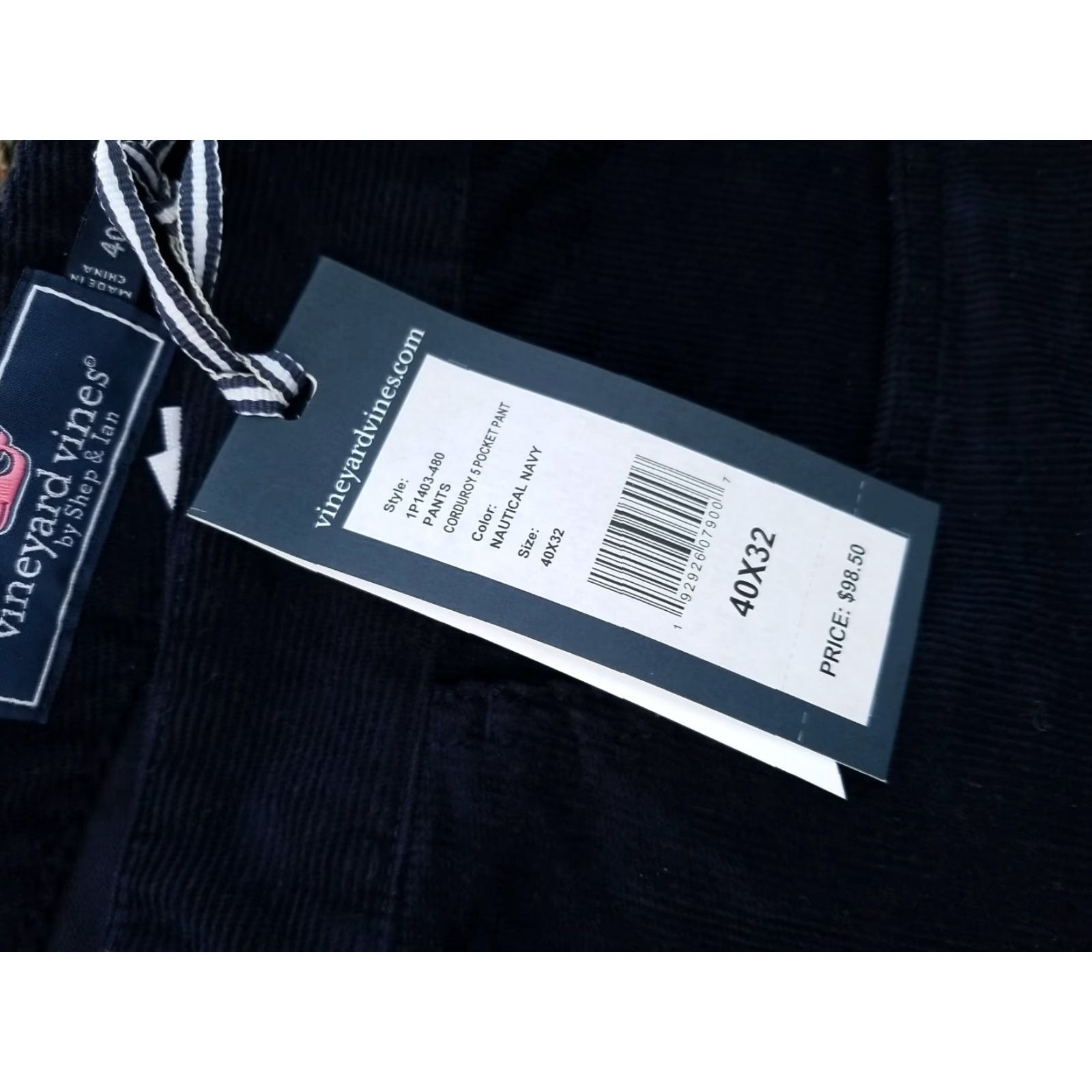 Vineyard Vines Vineyard Vines Pants Slim Fit Corduroy Navy Blue 40x32 Men’s NWT Breaker Flat Front Cotton Blend Holiday Christmas Mens Size US 40 / EU 56 - 2 Thumbnail