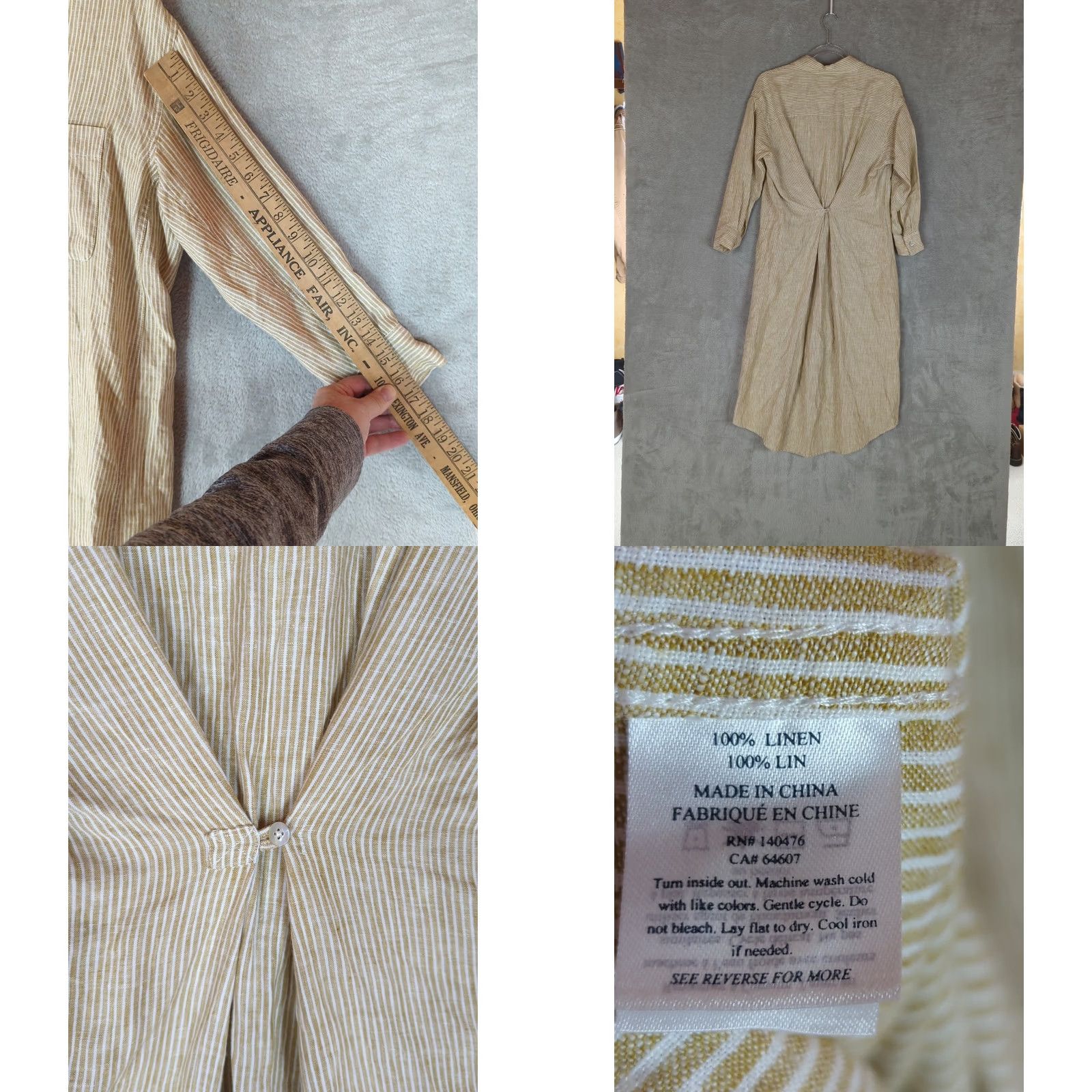 Faherty VINTAGE Faherty Laguna Linen Maxi Dress XS Golden Sun Stripe Coastal Preppy Resortwear Size XS / US 0-2 / IT 36-38 - 8 Thumbnail