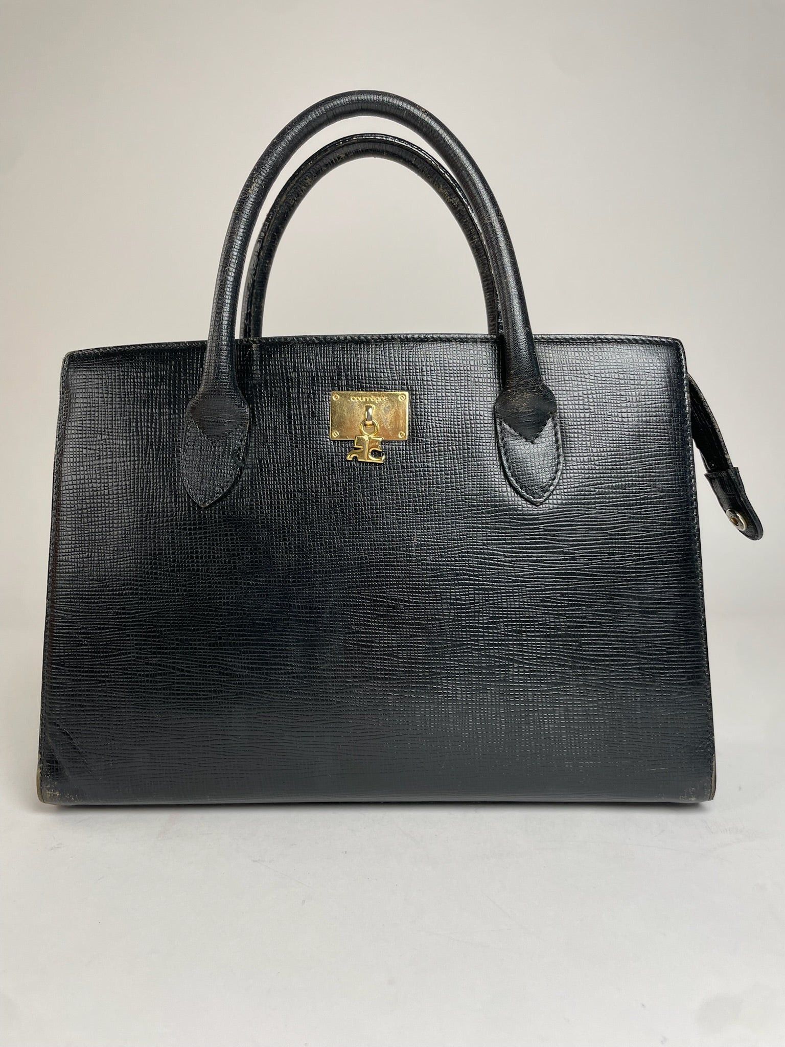 Courreges Vintage Leather Handbag Black Size ONE SIZE - 1 Thumbnail