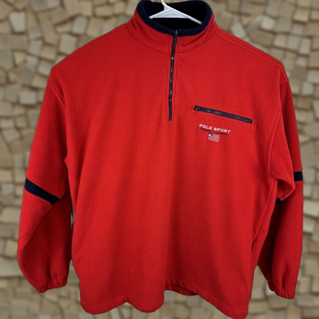 Vintage VINTAGE Polo Sport Polo Sport 1/4 Zip Pullover Red Fleece 2XL Shirt Mens Size US XXL / EU 58 / 5 - 1 Thumbnail
