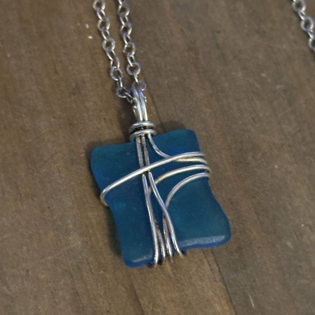 Other Silver tone wire wrapped sea glass pendant necklace Size ONE SIZE - 3 Thumbnail