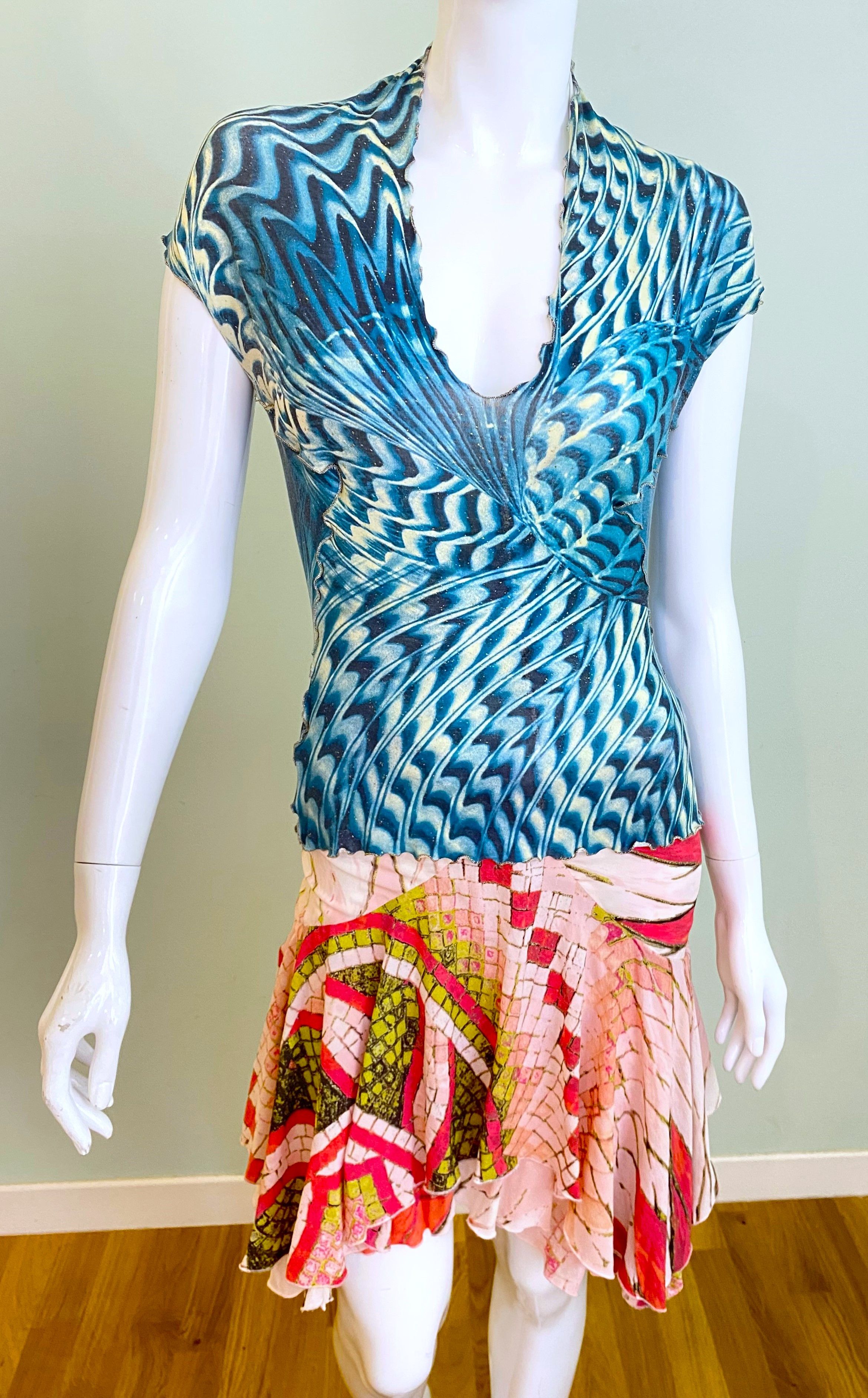 Roberto Cavalli Roberto Cavalli S/S 2001 Psychedelic Swirl Tee Top Size M / US 6-8 / IT 42-44 - 2 Thumbnail