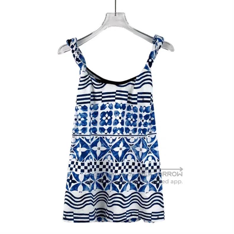 Louis Vuitton Louis Vuitton 23 blue striped logo cotton camisole vest Size L / US 10 / IT 46 - 2 Thumbnail