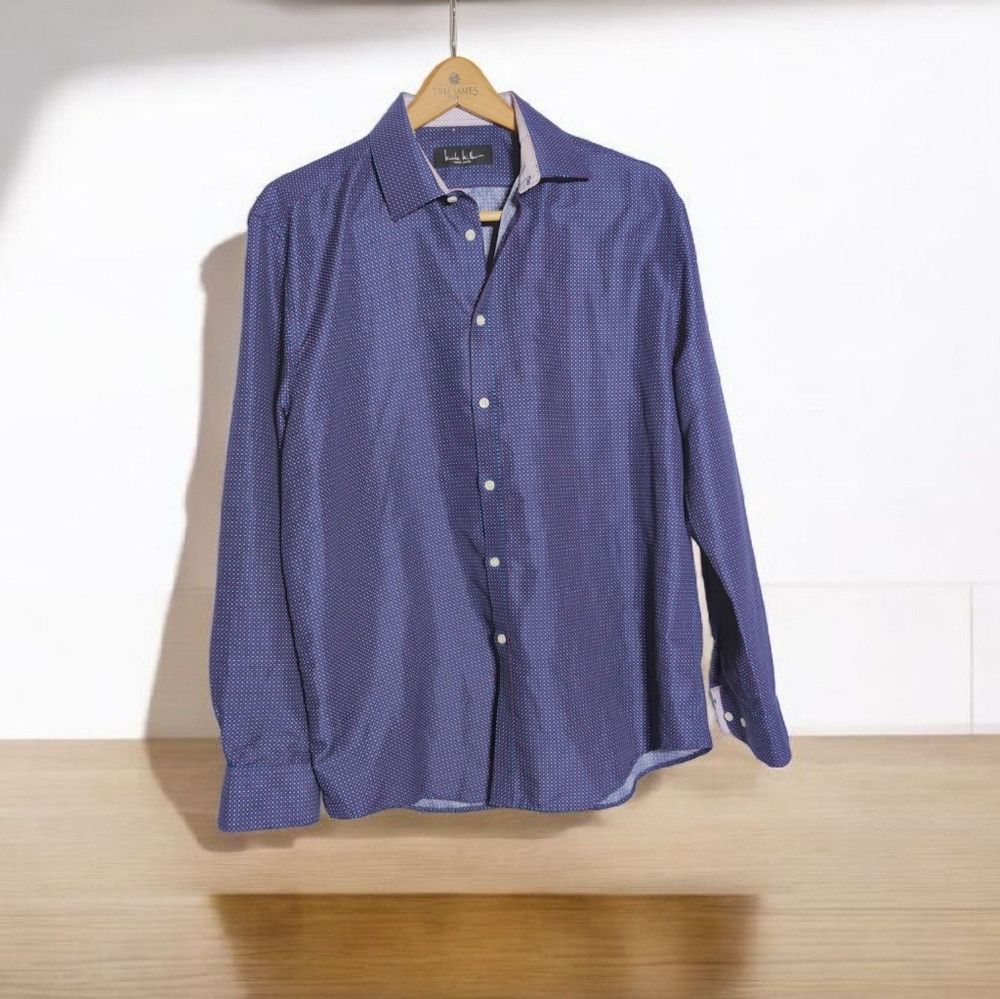 Nicole Miller Nicole Miller NY sz L Men's Blue And Red Dress Shirt Size US L / EU 52-54 / 3 - 1 Thumbnail